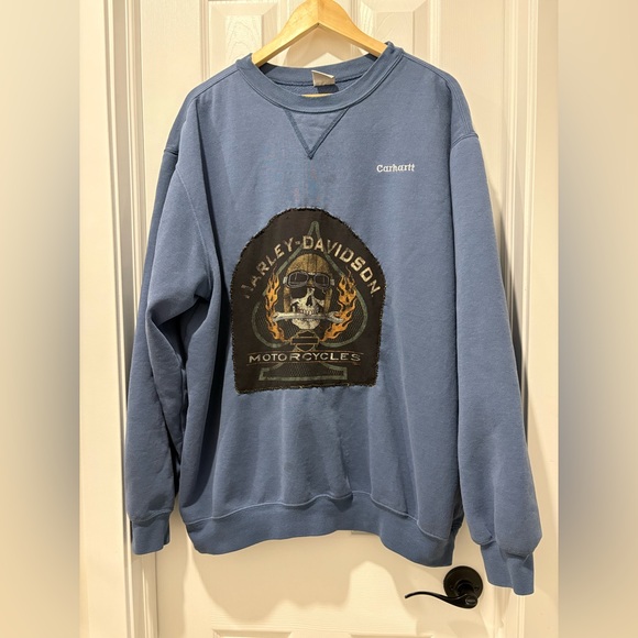 Carhartt Other - Vintage Rework Carhartt Harley Davidson Men's Sweater Crewneck 2XL Hand Sewn